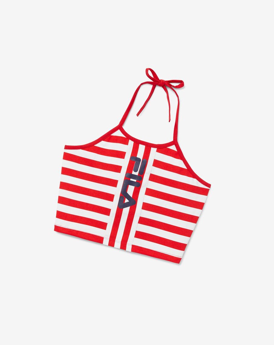 Fila Brinley Halter Tank Czerwone Białe | SKDPC-1308