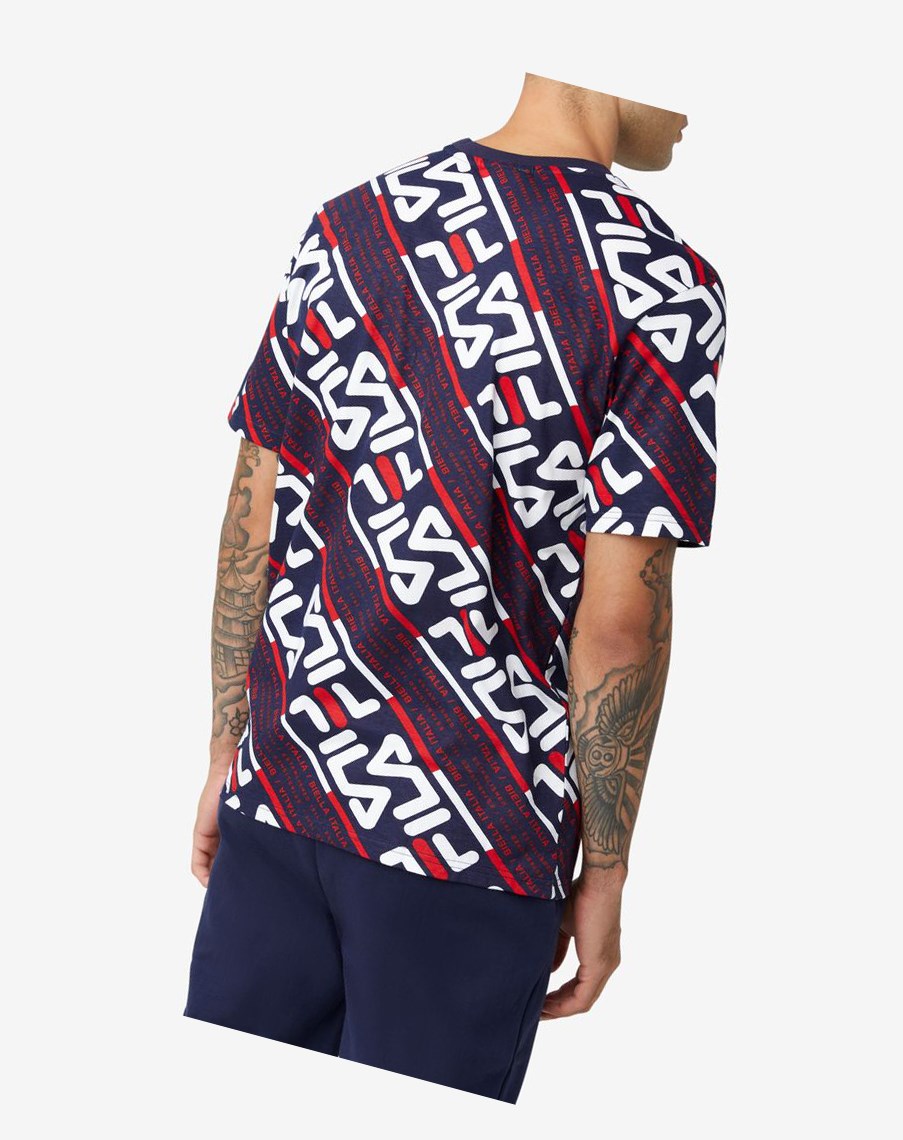 Fila Calvin Tee Białe Czerwone | HYRNQ-4109