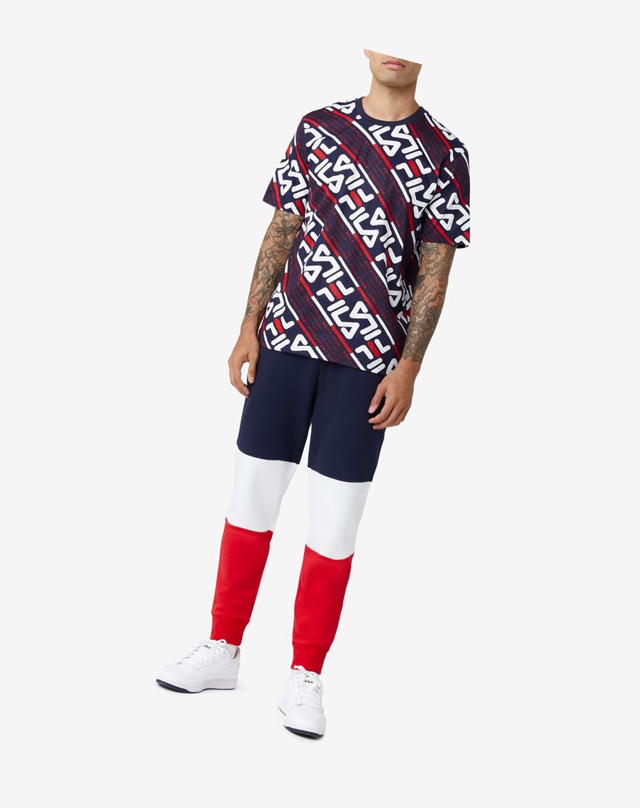 Fila Calvin Tee Białe Czerwone | HYRNQ-4109