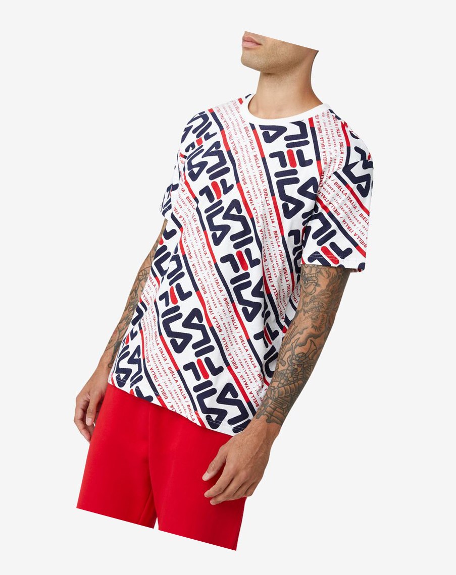 Fila Calvin Tee Białe Czerwone | OWCLQ-8035