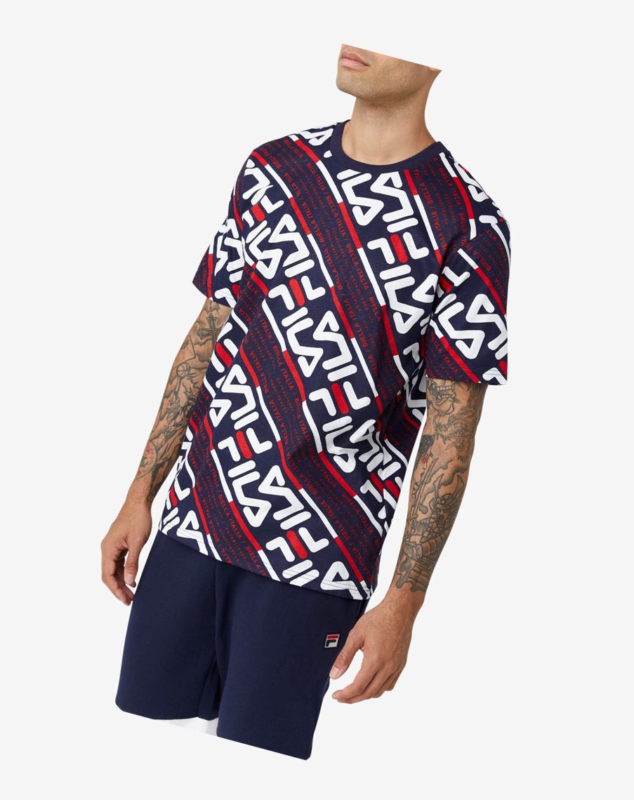 Fila Calvin Tee Białe Czerwone | YVJHN-6829