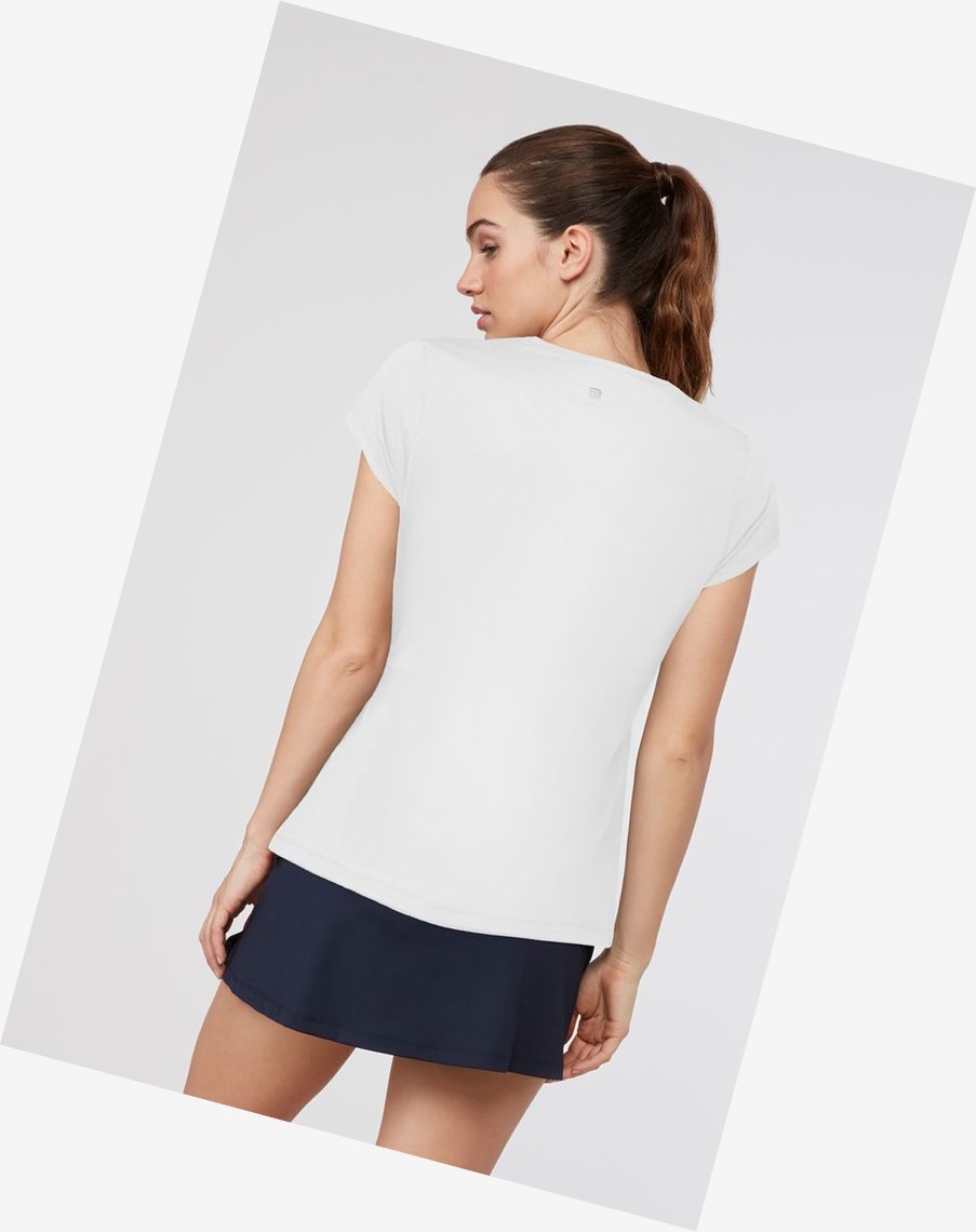 Fila Cap Sleeve Top Białe | UZBAH-4156