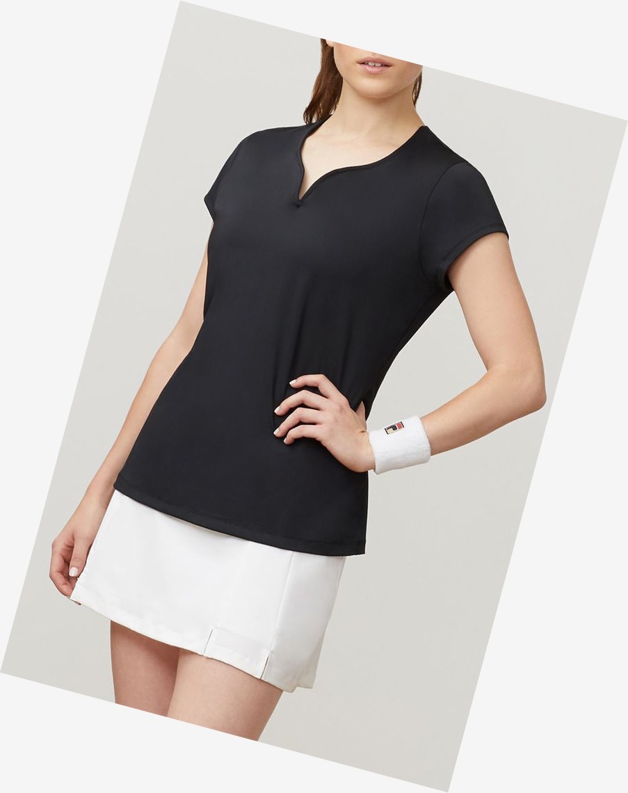 Fila Cap Sleeve Top Czarne | OPWFD-8312