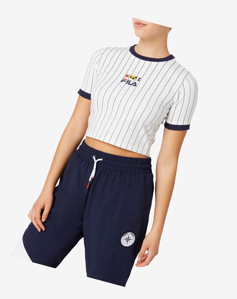 Fila Carola Cropped Ringer Tee Białe | PNQSE-6982