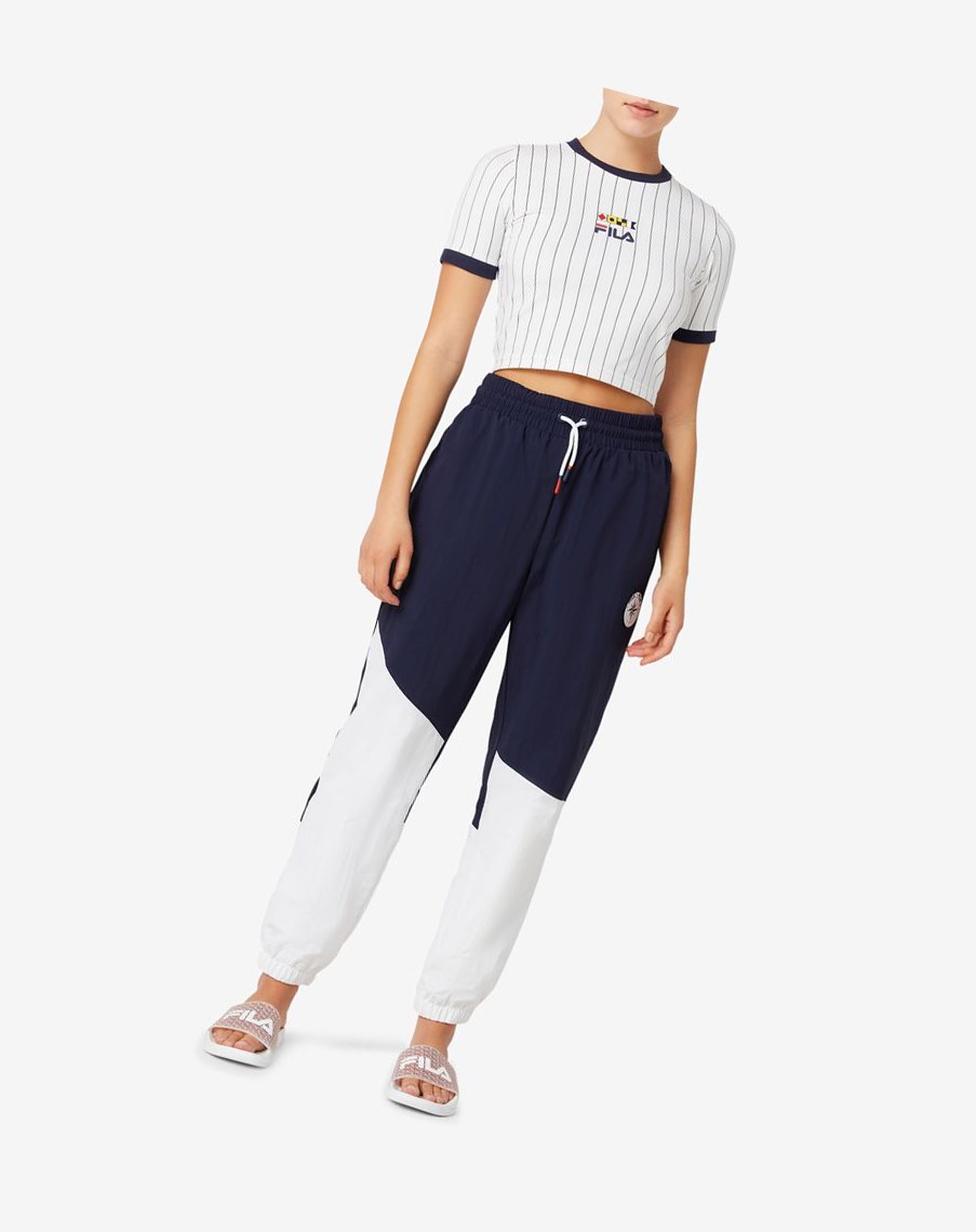 Fila Carola Cropped Ringer Tee Białe | PNQSE-6982