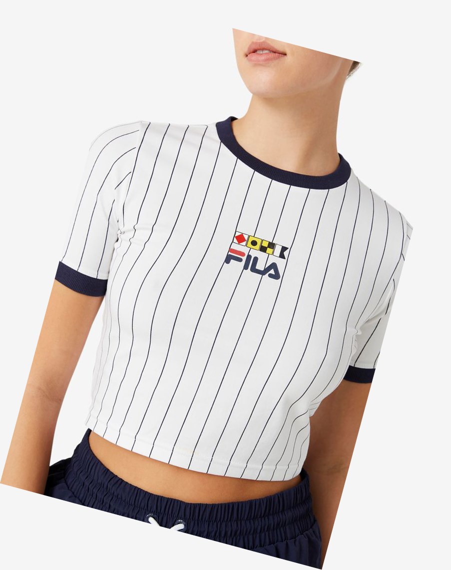 Fila Carola Cropped Ringer Tee Białe | PNQSE-6982