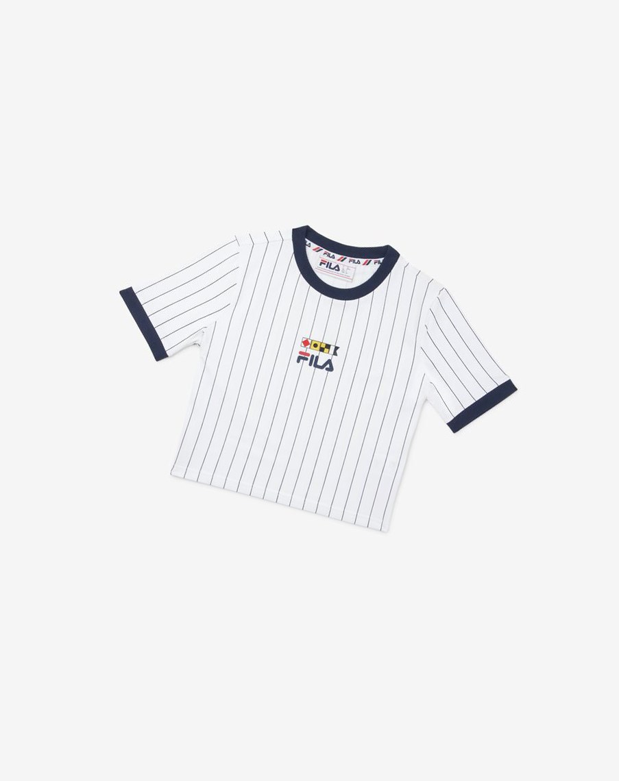 Fila Carola Cropped Ringer Tee Białe | PNQSE-6982