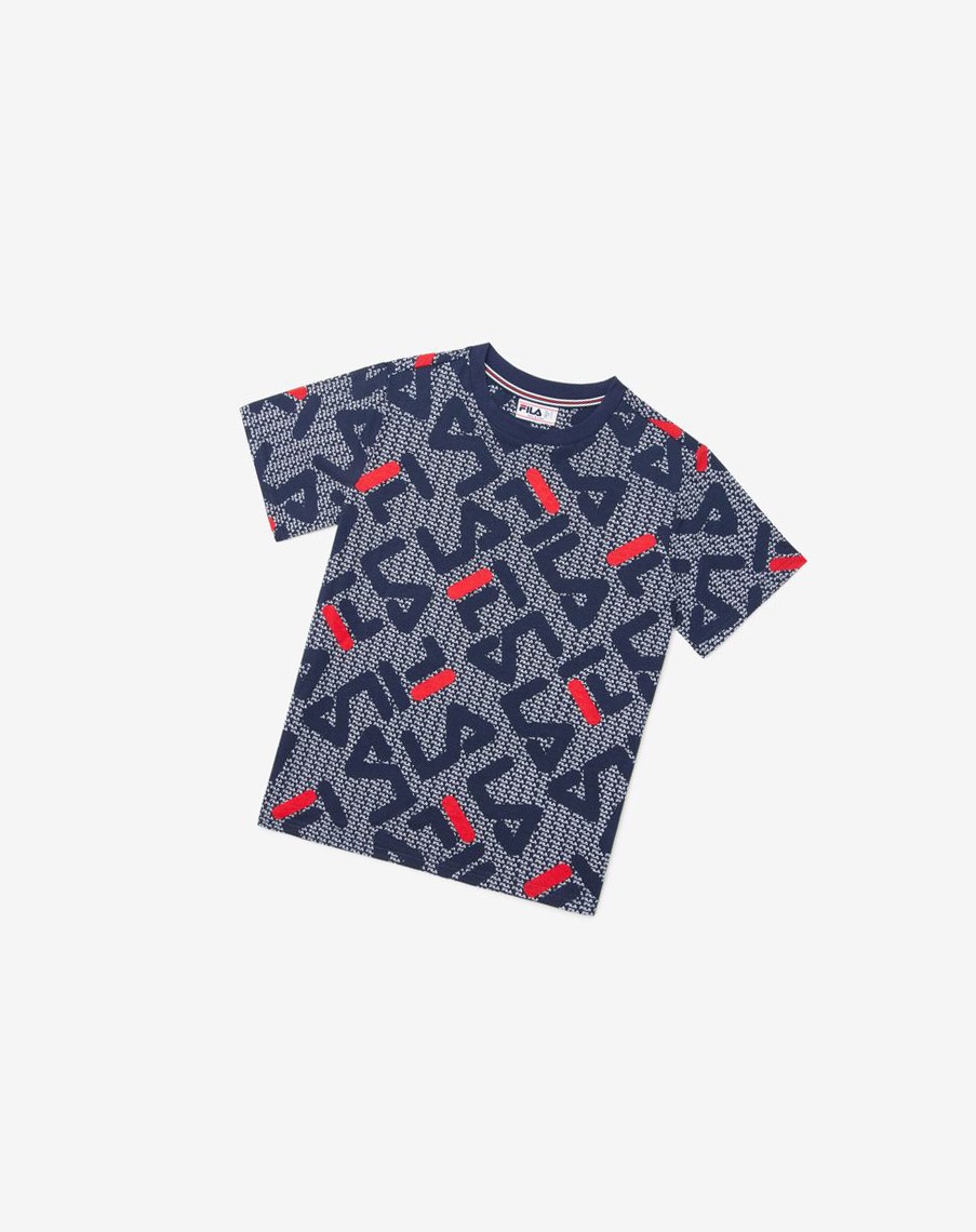 Fila Castori Tee Granatowe | HBYQU-8079