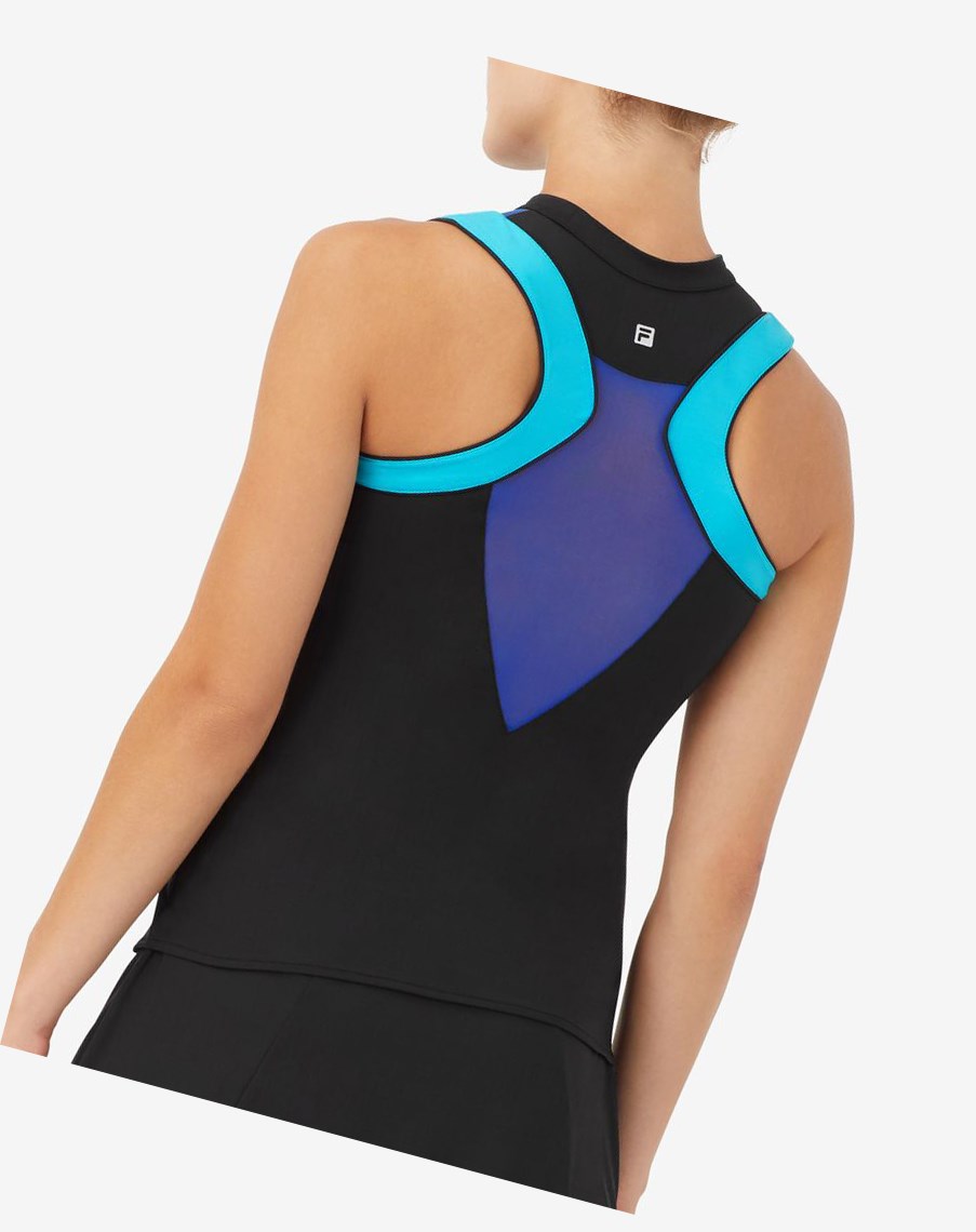 Fila Celestial Point Racerback Tank Czarne Niebieskie Turkusowe | AKYZH-1298