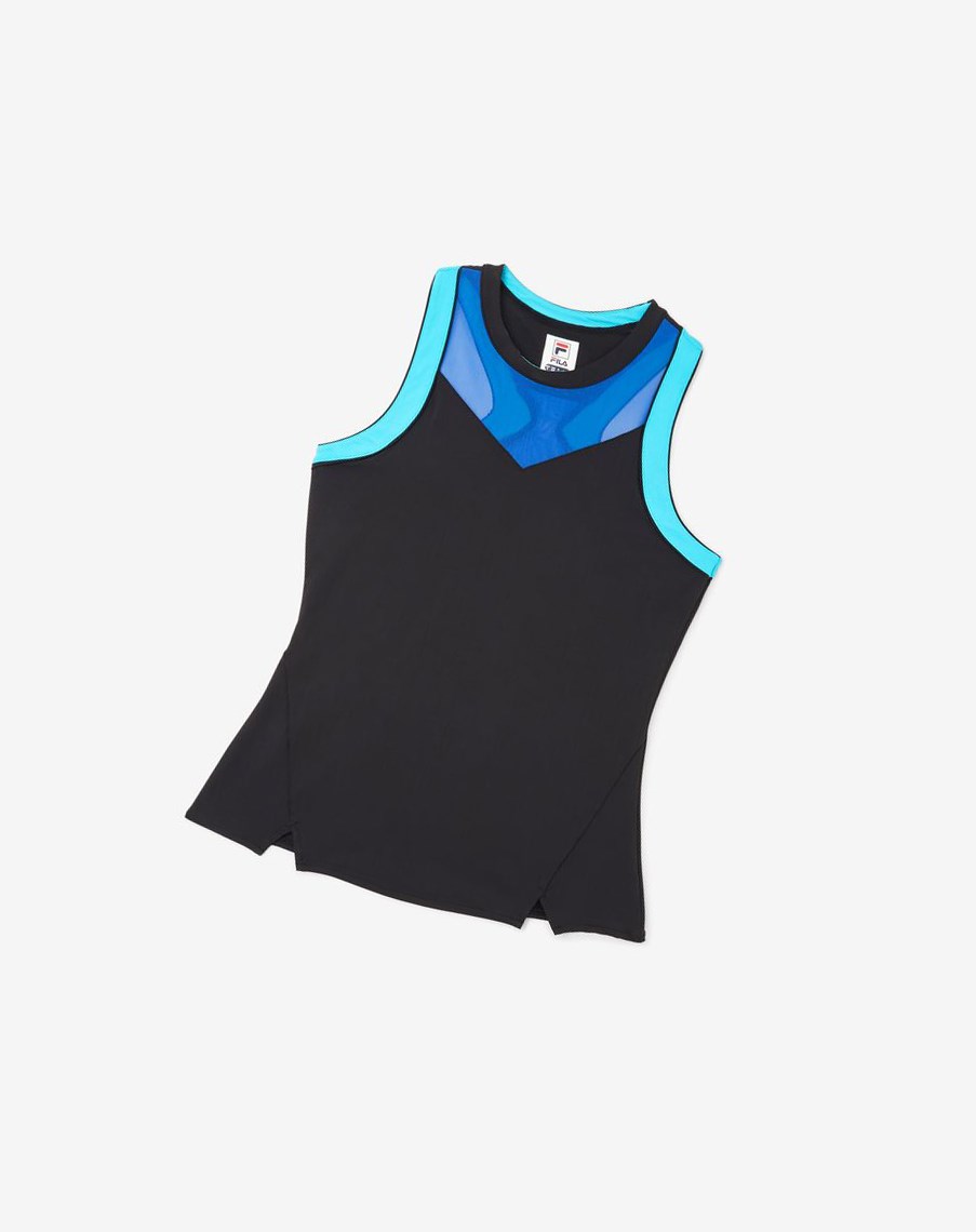 Fila Celestial Point Racerback Tank Czarne Niebieskie Turkusowe | AKYZH-1298