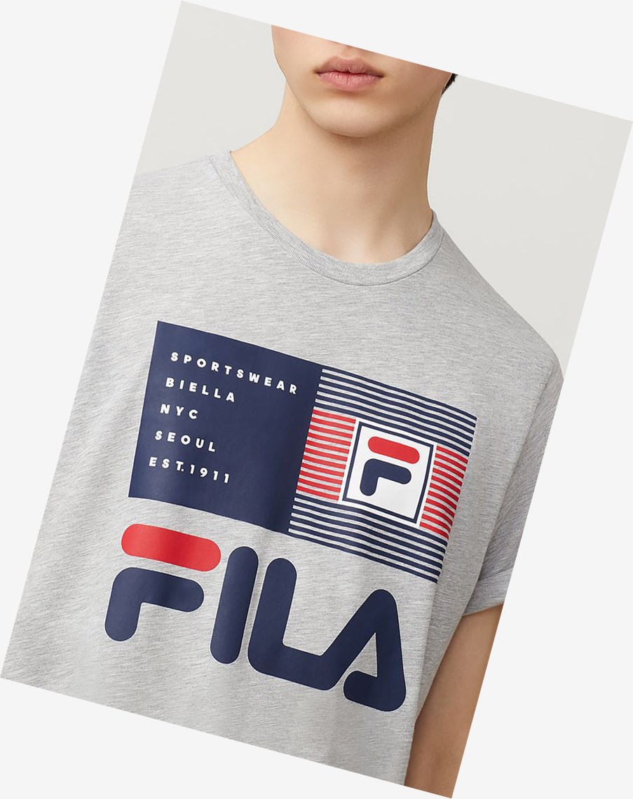 Fila Celso Grafiką Tee Greyheather | ZVLBC-5149