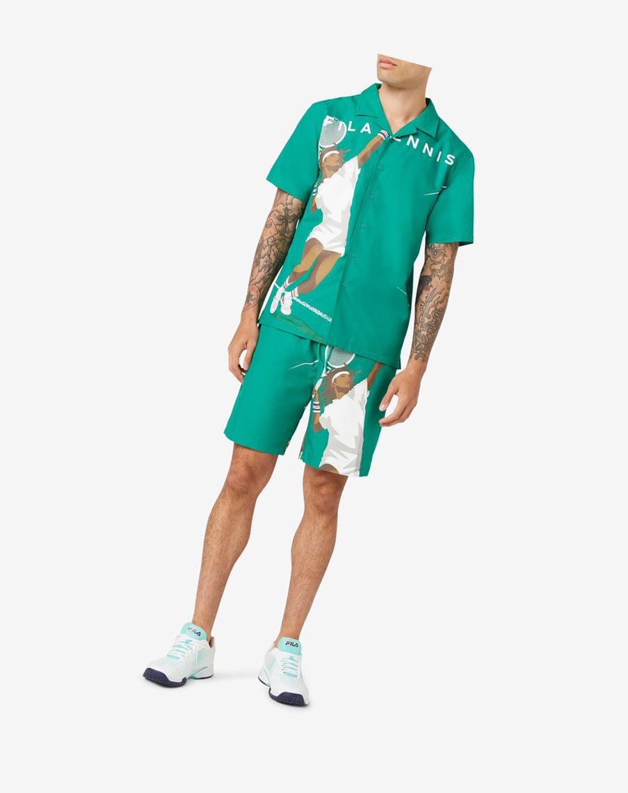 Fila Chamberlin Seersucker Shirt Zielone | LCJUV-6591