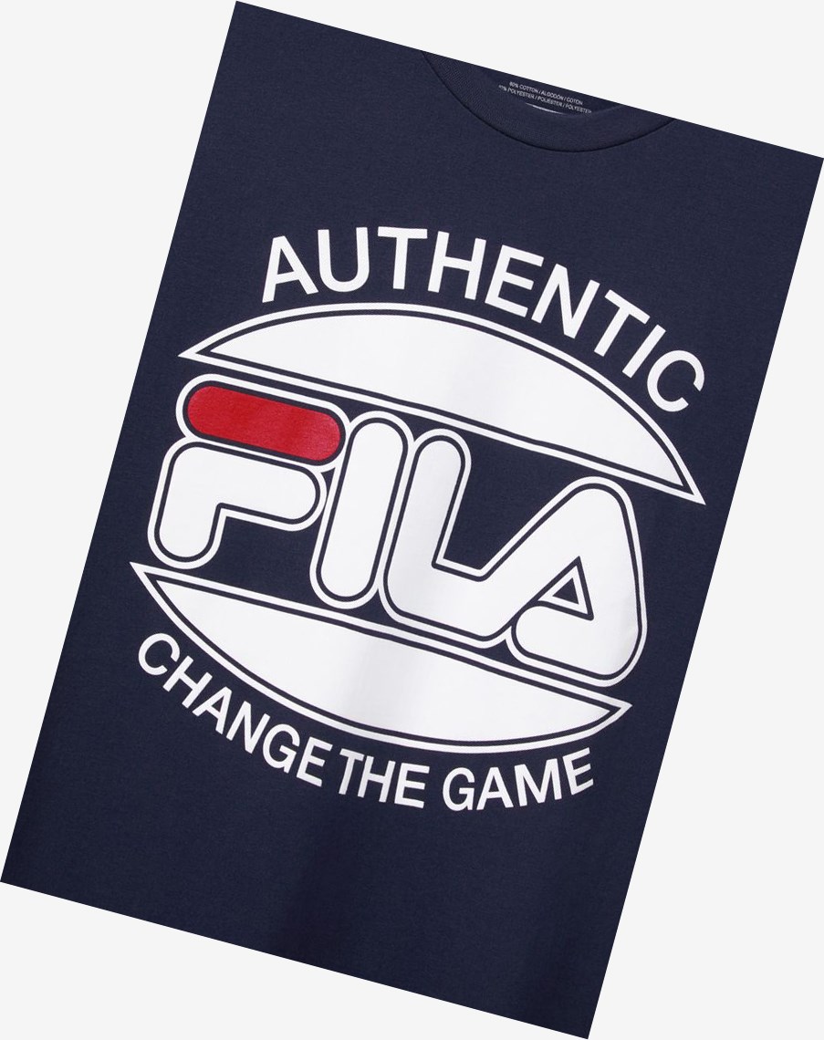 Fila Change The Game Tee Granatowe | UMPLS-7683