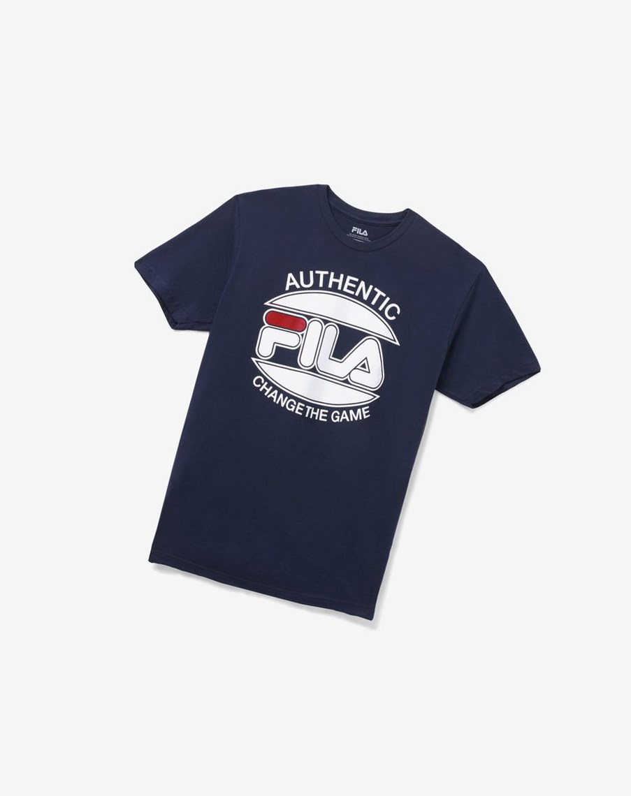 Fila Change The Game Tee Granatowe | UMPLS-7683