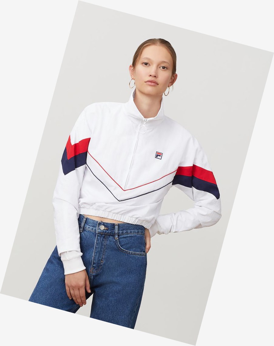 Fila Chiaki Wiatr Jacket Wht/Peac/Cred | QLHME-4076