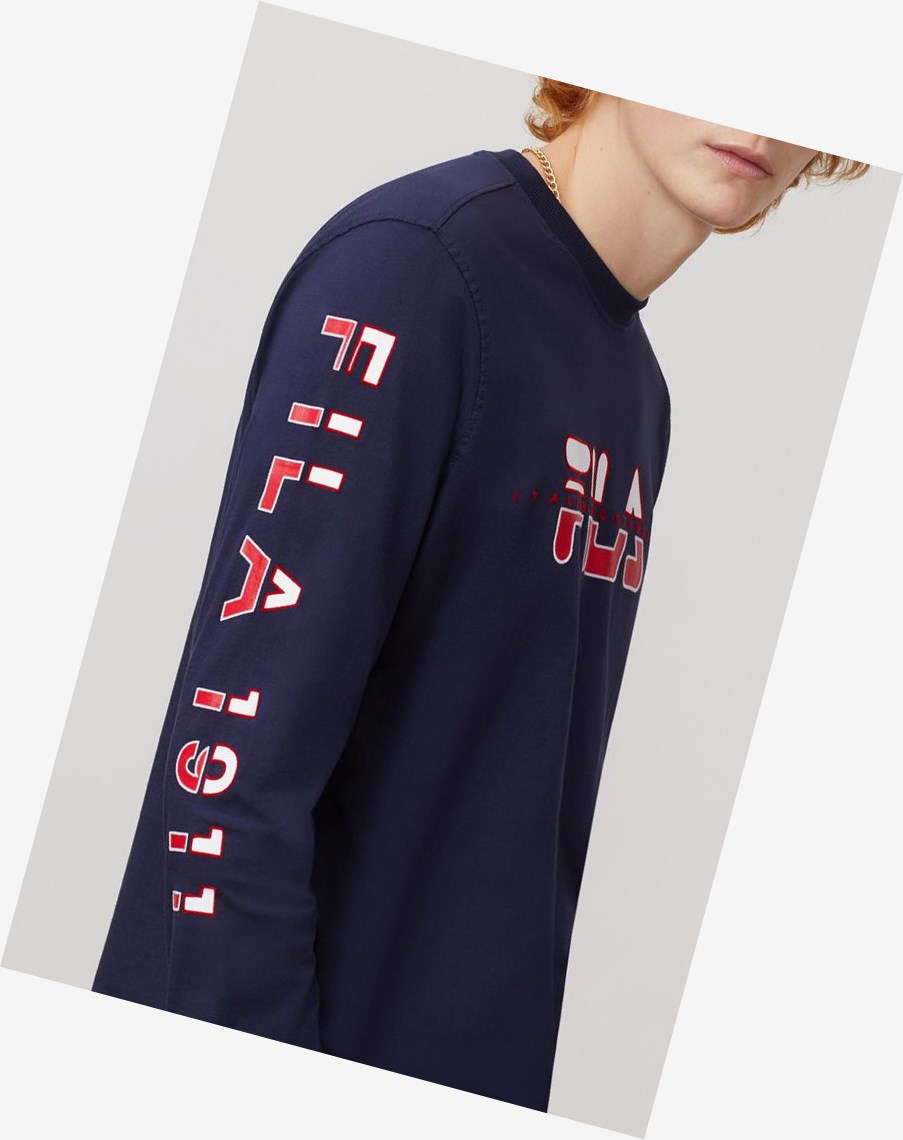 Fila Christophe Long Sleeve Tee Peac/Cred/Wht | DLZXB-4807