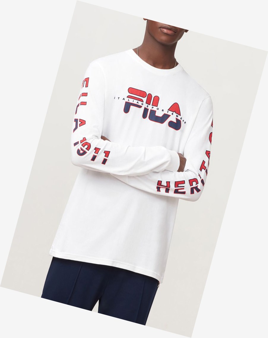 Fila Christophe Long Sleeve Tee Wht/Peac/Cred | KAJTO-2869