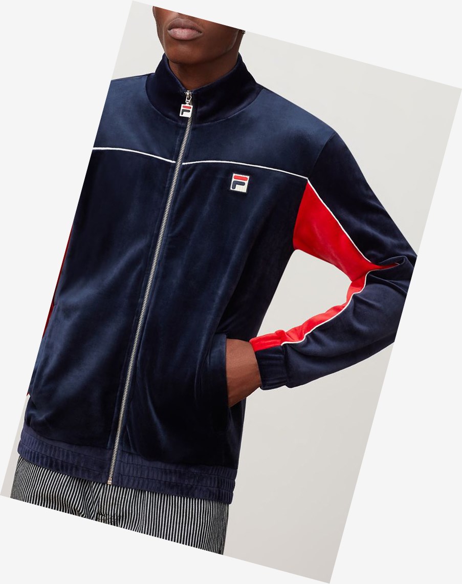 Fila Cisco Velour Jacket Czerwone Białe | VXIKB-1750