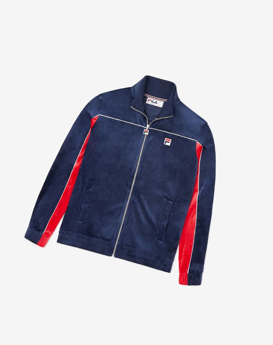 Fila Cisco Velour Jacket Czerwone Białe | VXIKB-1750