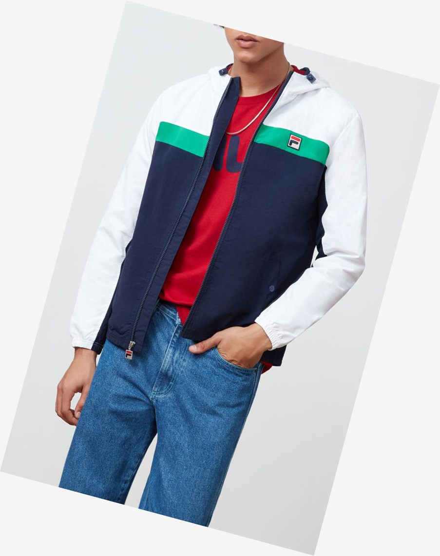 Fila Clipper Wiatr Jacket Wht/Navy/Jybn | NDXYW-0687