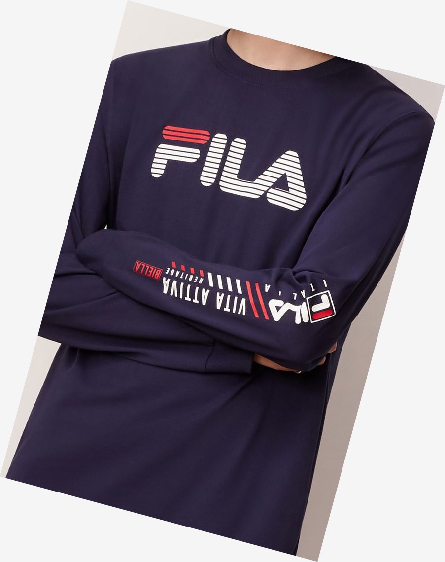 Fila Collinson Long Sleeve Tee Peac/Cred/Wht | TAPJR-1856