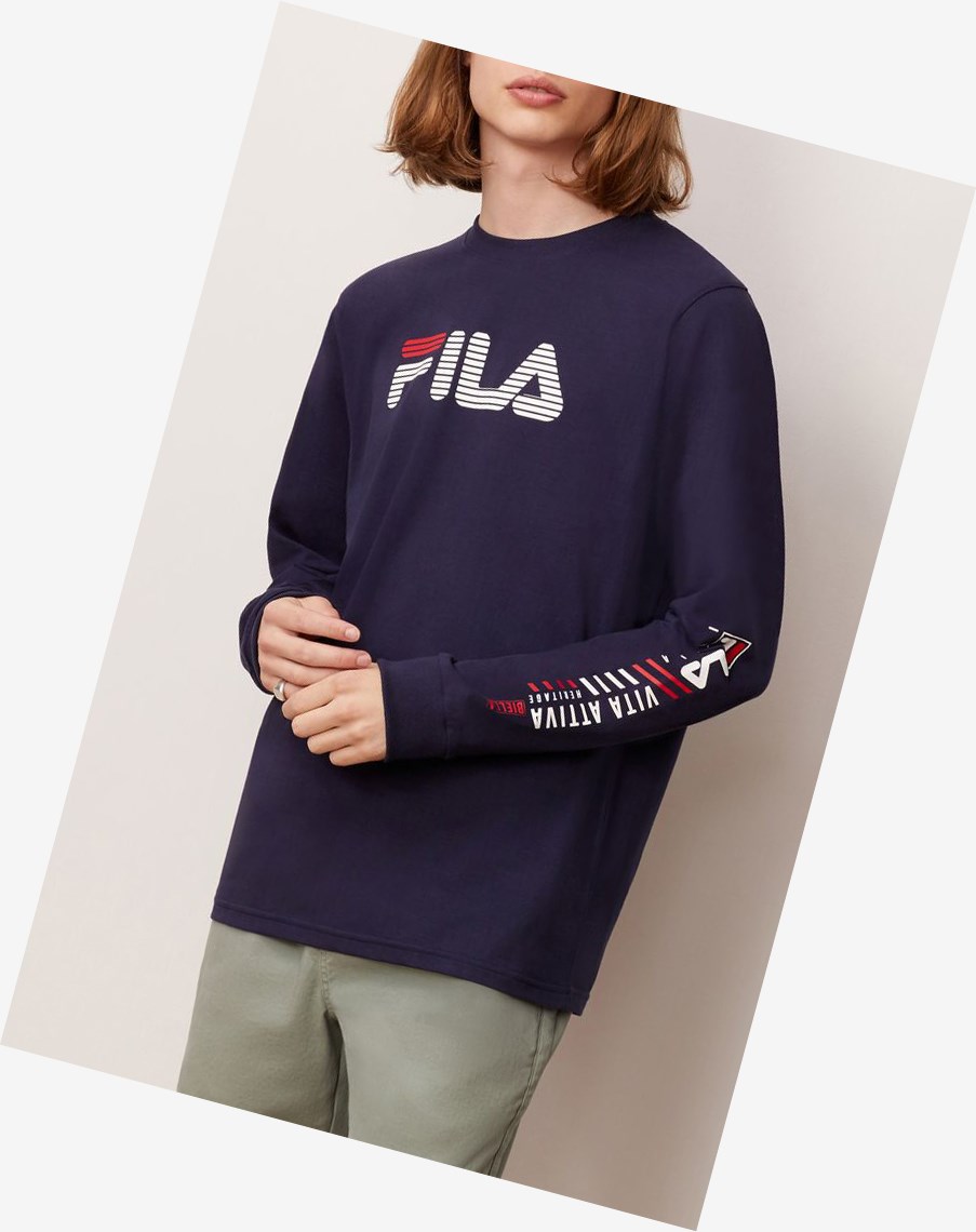 Fila Collinson Long Sleeve Tee Peac/Cred/Wht | TAPJR-1856