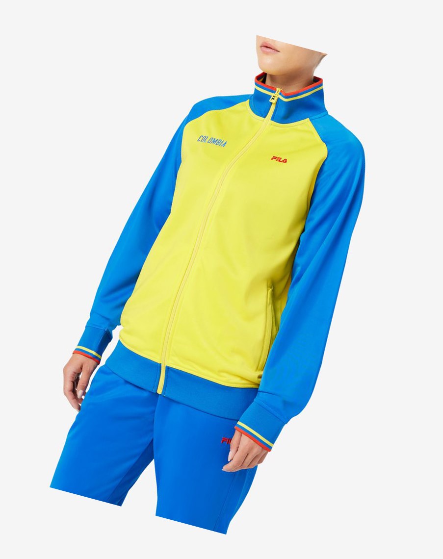 Fila Colombia Track Jacket Żółte Niebieskie Czerwone | HJBCR-4395