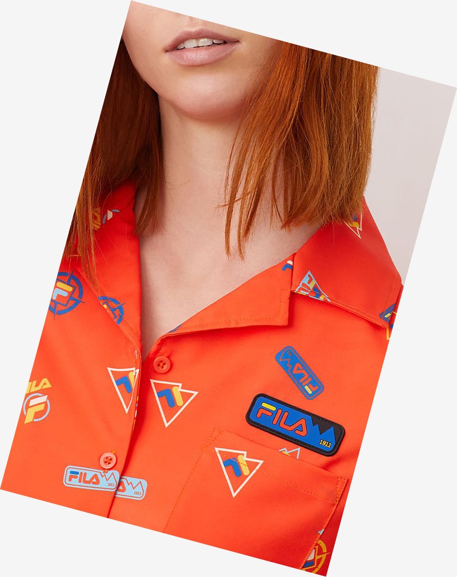 Fila Confetti Cabana Shirt Tangerinetango | HDPCU-4319