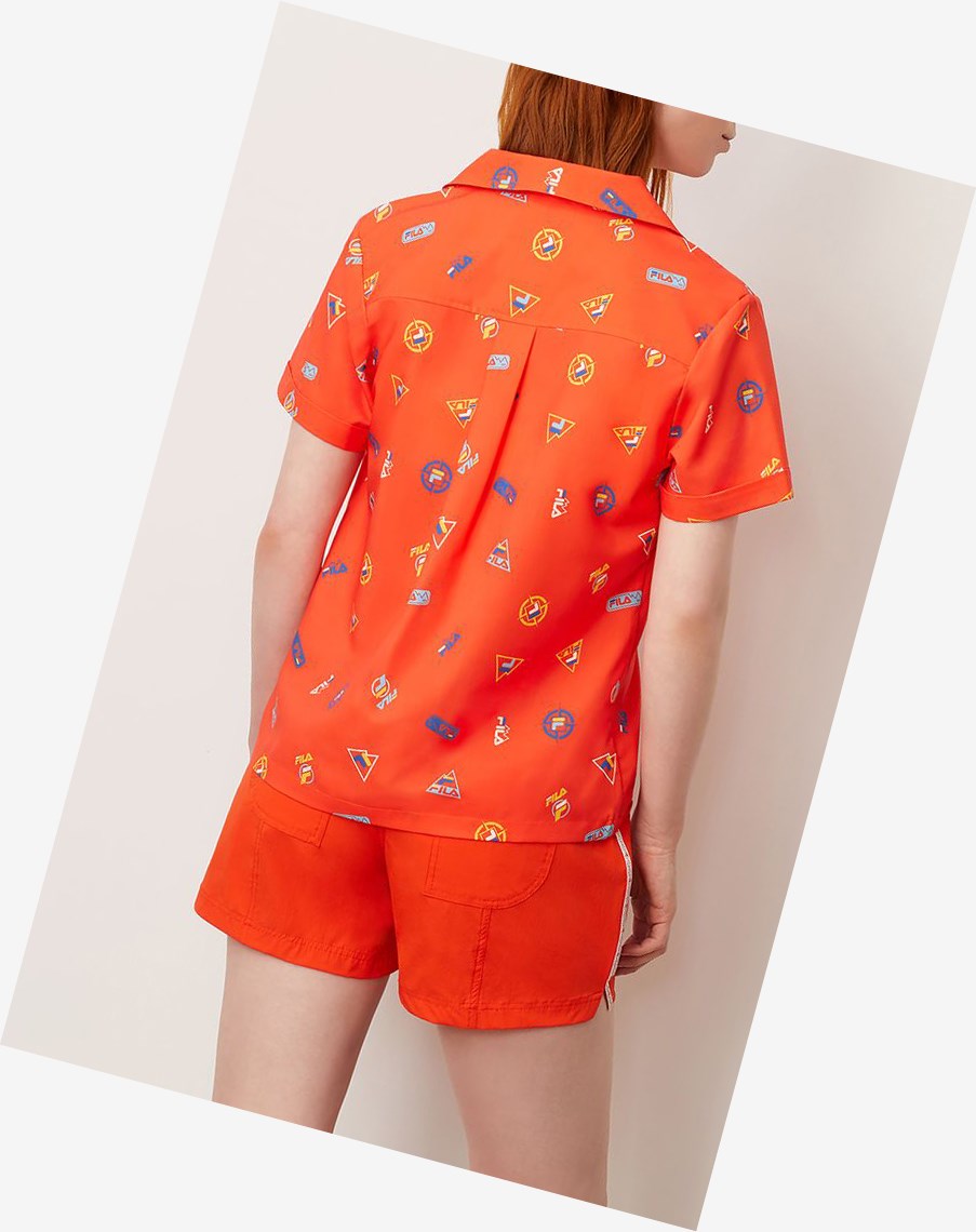 Fila Confetti Cabana Shirt Tangerinetango | HDPCU-4319