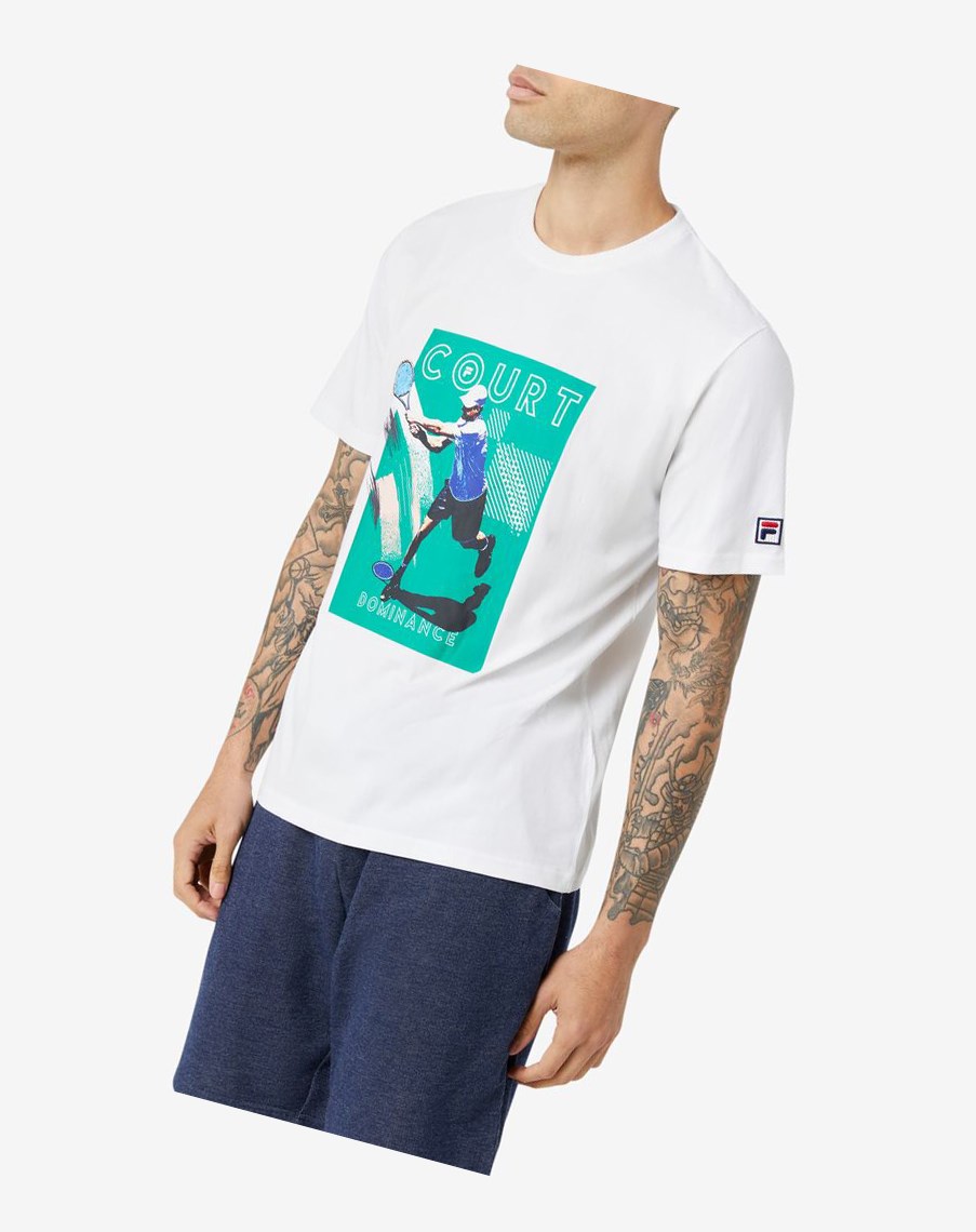 Fila Court Dominance Tee Białe Zielone | OTHFI-2704