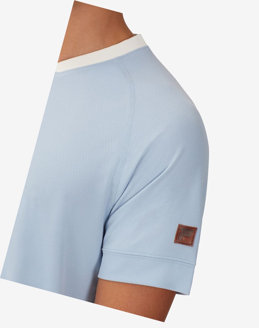 Fila Cross Court Krótkie Sleeve Crew Niebieskie Białe | CNLFU-6159