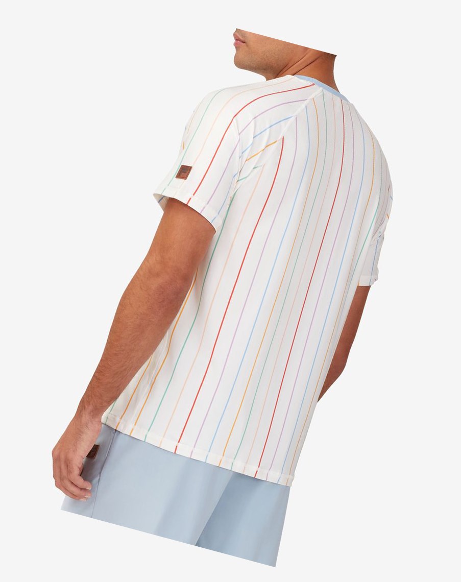 Fila Cross Court Krótkie Sleeve Printed Crew Białe Niebieskie | TSEWP-7843