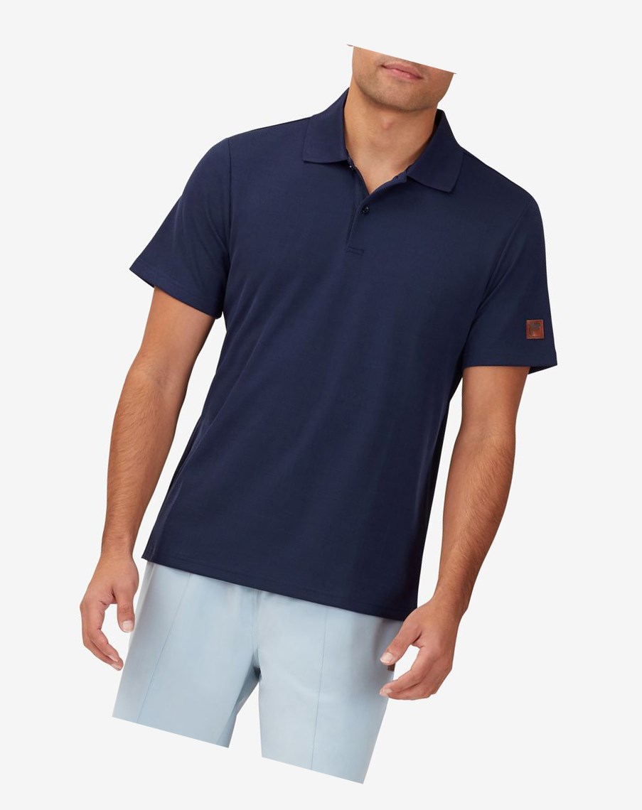 Fila Cross Court Texture Polo Granatowe | BHCNF-7081