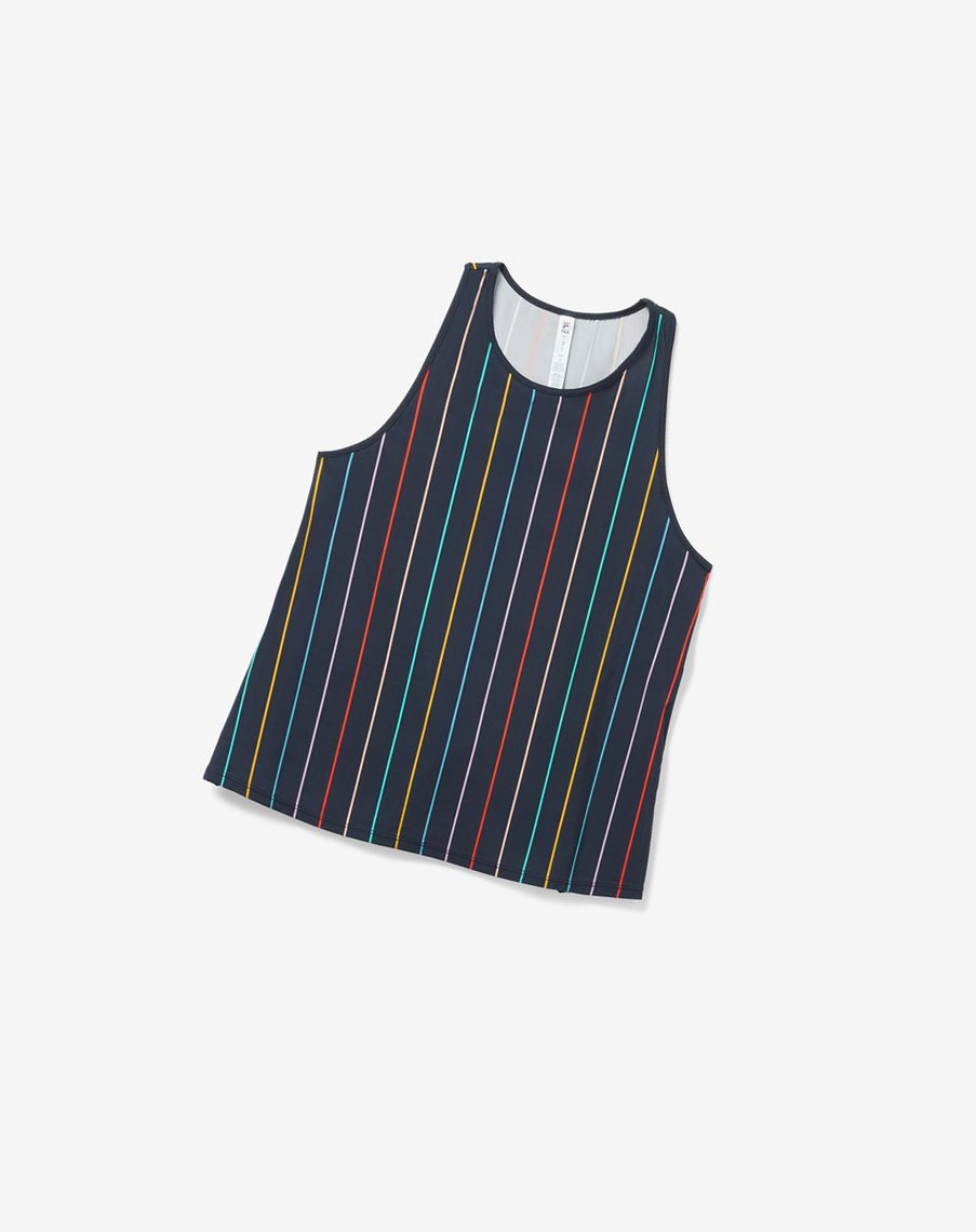 Fila Cross Court Tie Up Back Tank Indygo Paski | KDEWS-4608