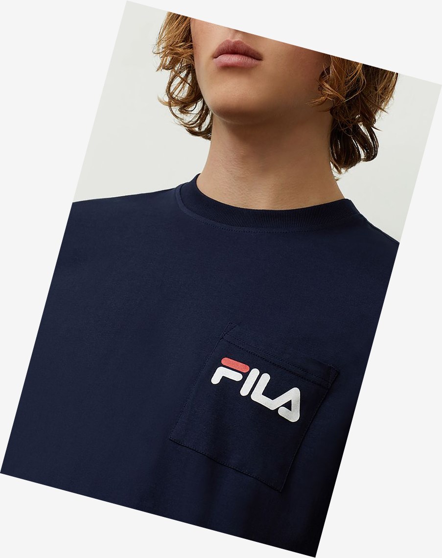 Fila Curtis Pocket Tee Peacoat | RUHGX-1483