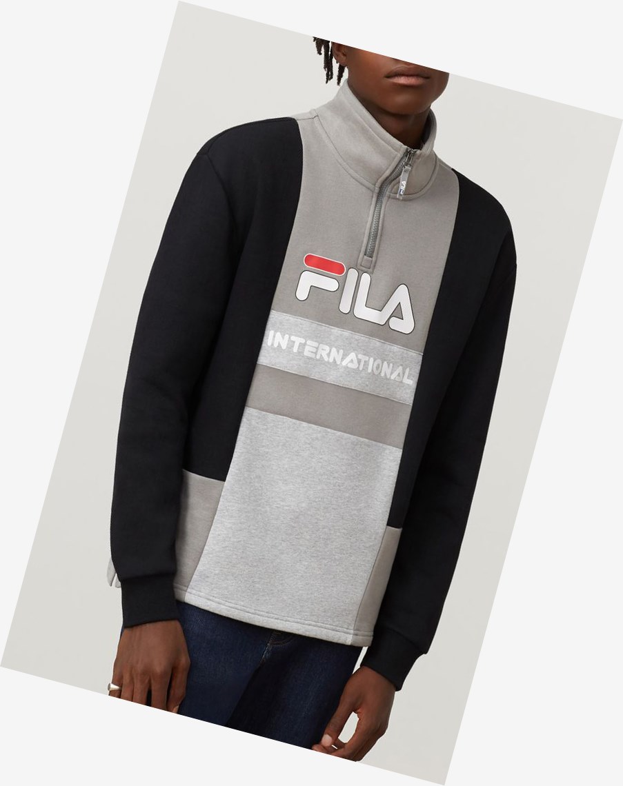 Fila Damiano Funnel Neck Sweatshirt Blk/Fgry/Lgrym | AHSWE-6731