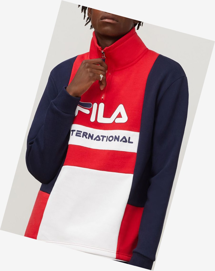 Fila Damiano Funnel Neck Sweatshirt Peac/Cred/Wht | WSRFM-1245