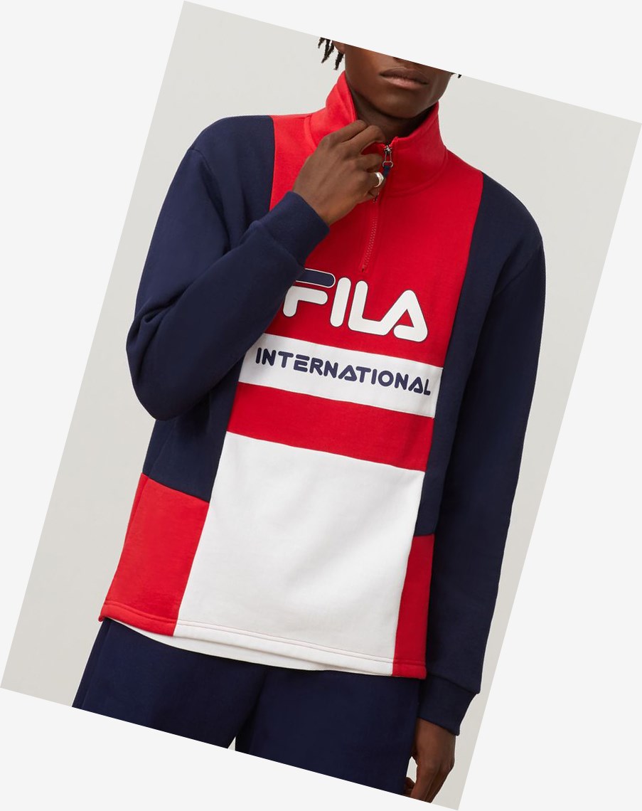 Fila Damiano Funnel Neck Sweatshirt Peac/Cred/Wht | WSRFM-1245