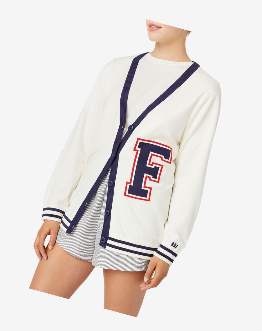 Fila Delfina Cardigan Białe | MLIKF-9061