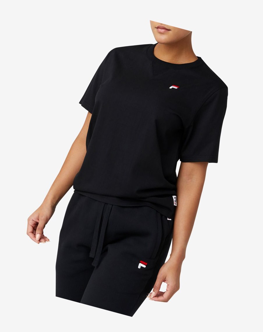 Fila Derion Tee Czarne | YQTLH-3910