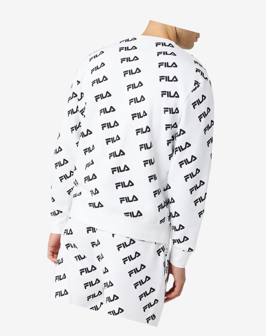 Fila Diagonal Logo Crew Białe Czarne | NTVHS-2584