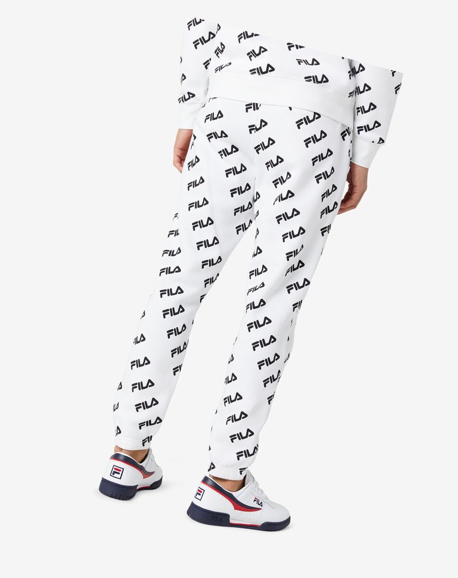 Fila Diagonal Logo Jogger Białe Czarne | ASXMN-6784