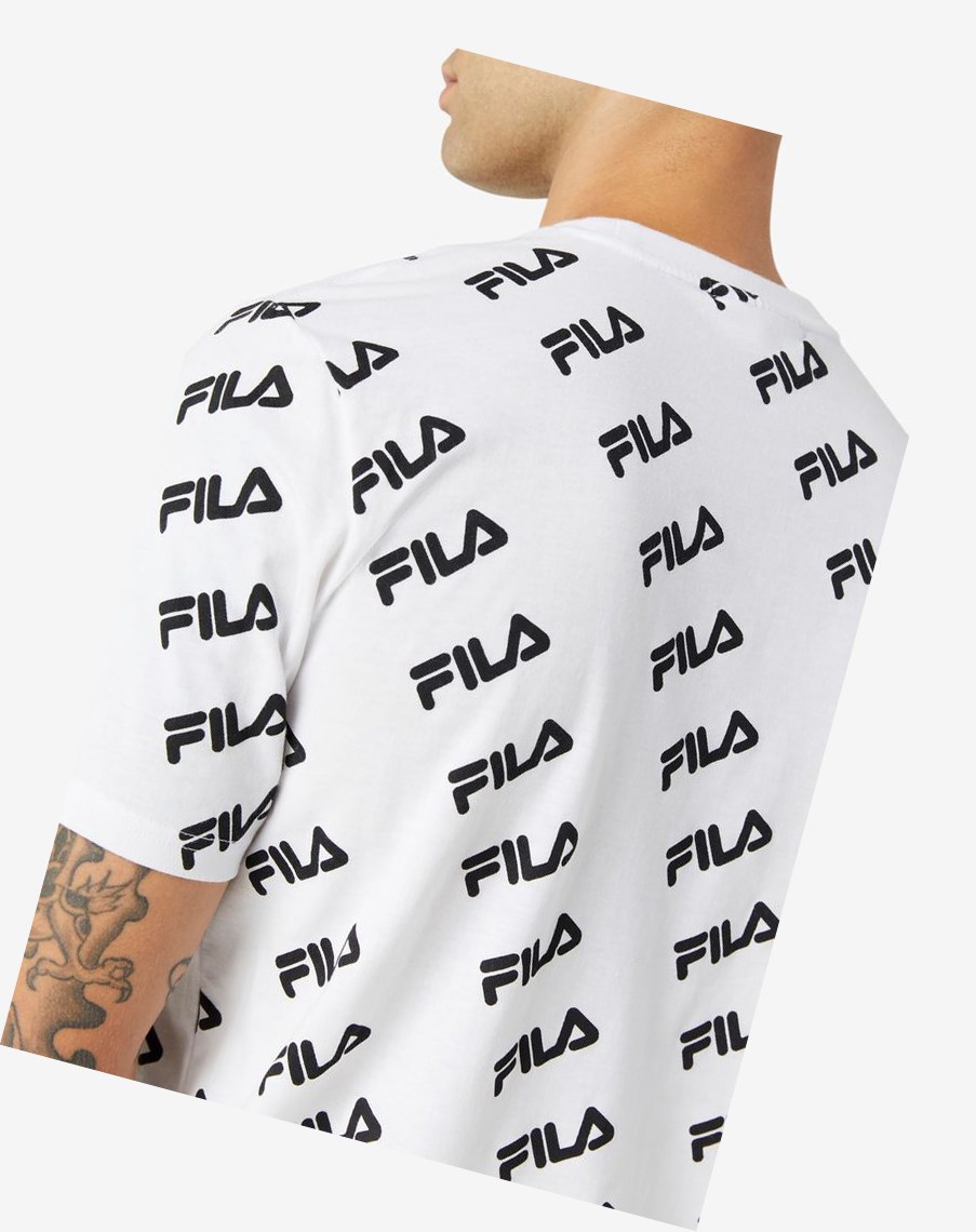 Fila Diagonal Logo Tee Białe Czarne | XVNBD-3498