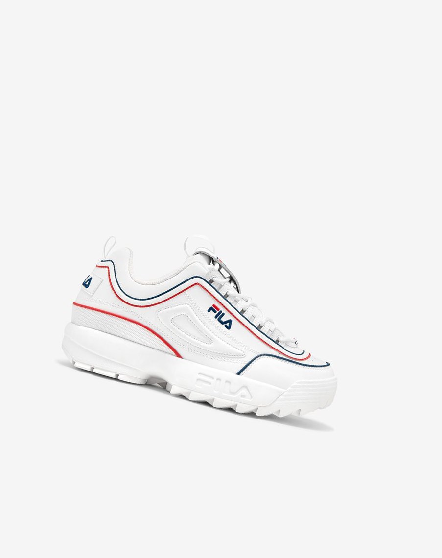 Fila Disruptor 2 Contrast Piping Sneakers Białe Granatowe Czerwone | LQMHT-9258