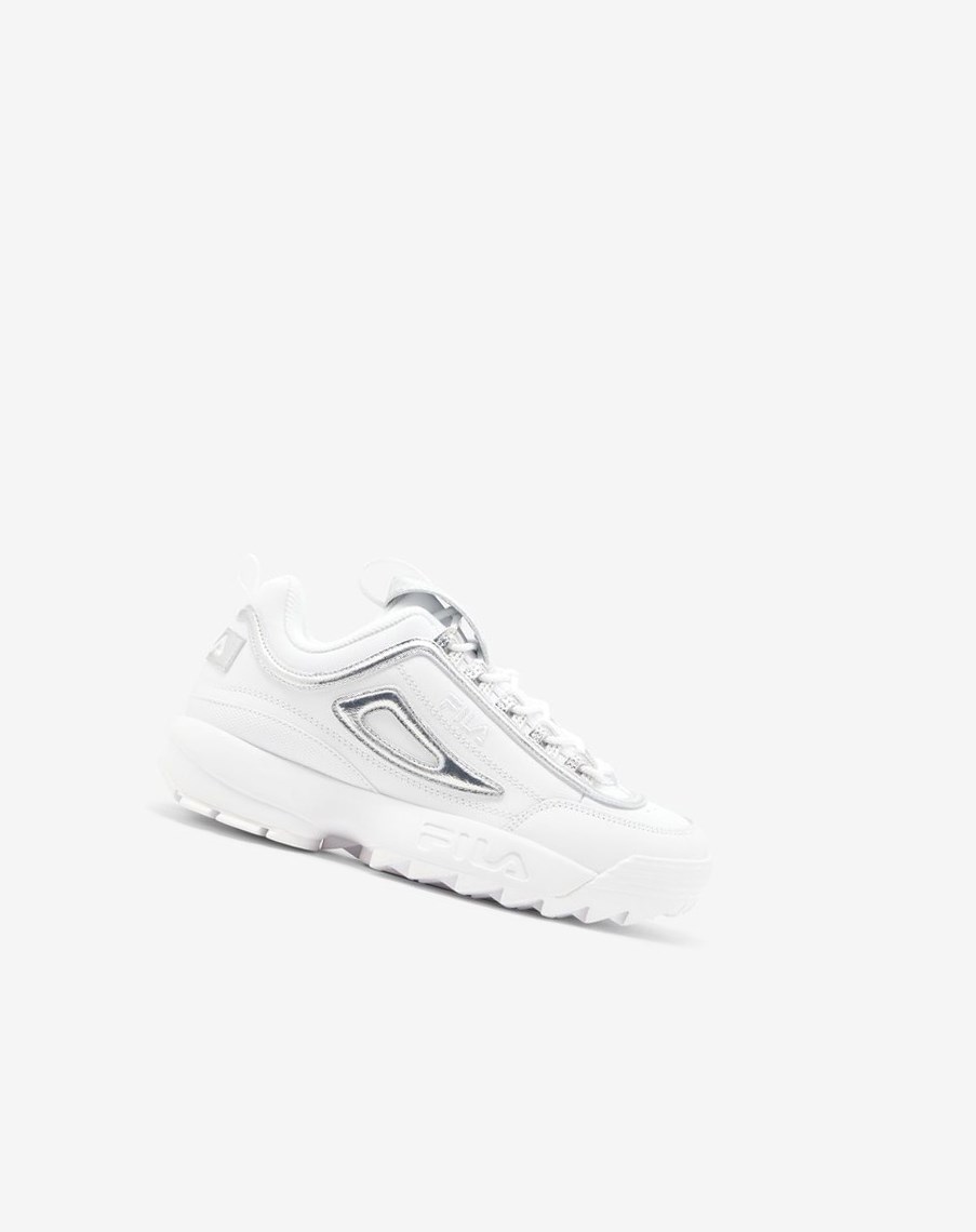 Fila Disruptor 2 Creased Metallic Sneakers Białe Białe Srebrne | UOLYB-7640