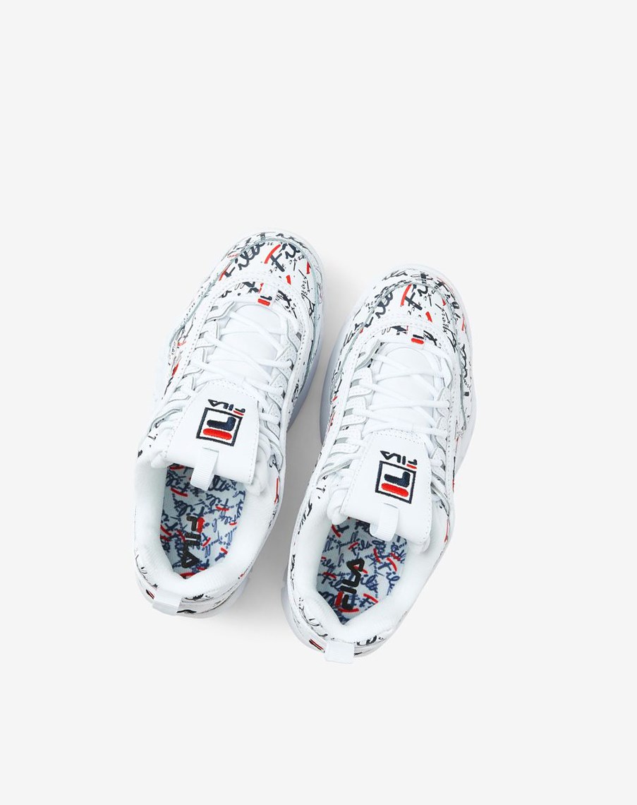 Fila Disruptor 2 Graffiti Sneakers Białe Granatowe Czerwone | LWMTI-9287