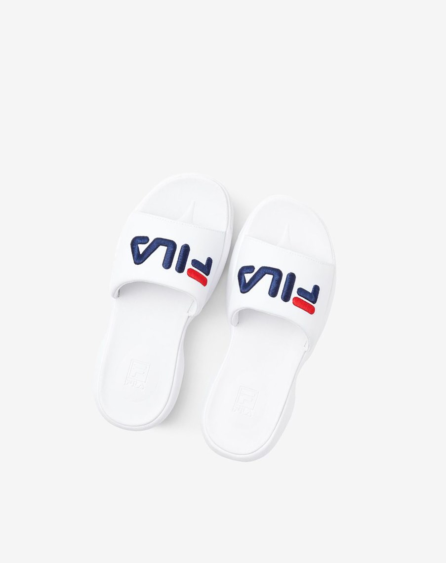 Fila Disruptor Bold Klapki Klapki Sandals Białe Granatowe Czerwone | HZTPJ-9164