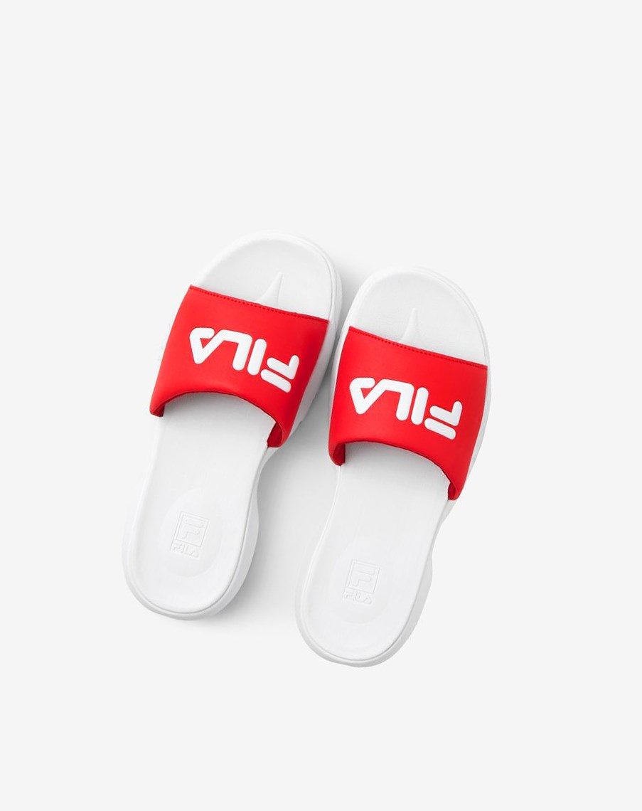 Fila Disruptor Klapki Klapki Sandals Białe Czerwone Białe | CMZDO-5983