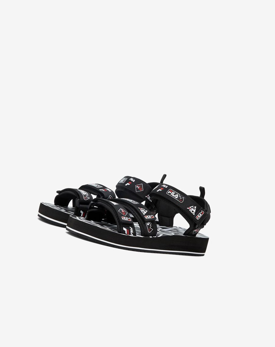 Fila Drifter Dns '90s Klapki Sandals Czarne Białe Czerwone | WYIVP-7238