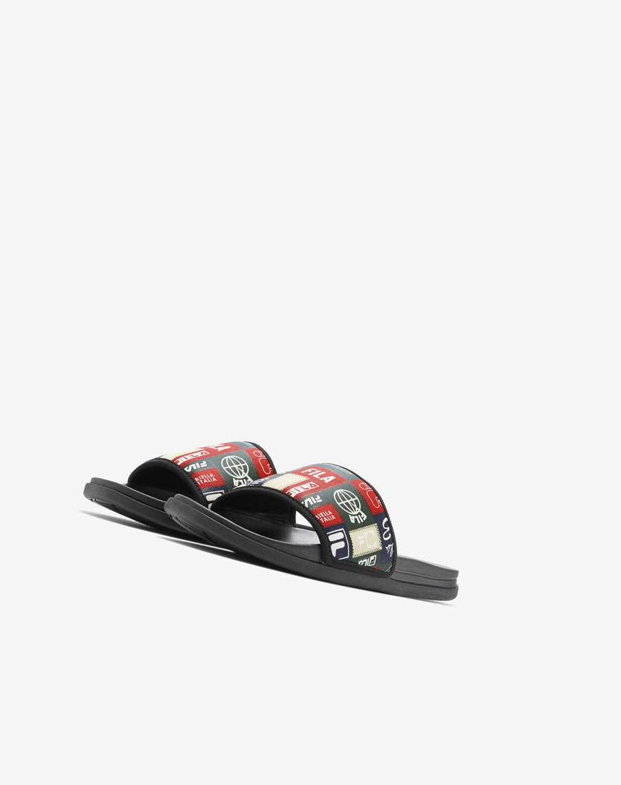 Fila Drifter Lux Patchwork Klapki Sandals Czarne Czerwone | DRXHA-3145